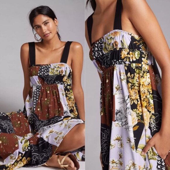 Anthropologie Maeve Floral Maxi Dress Bohemian Patchwork Size XS Petite Boho - Picture 2 of 12